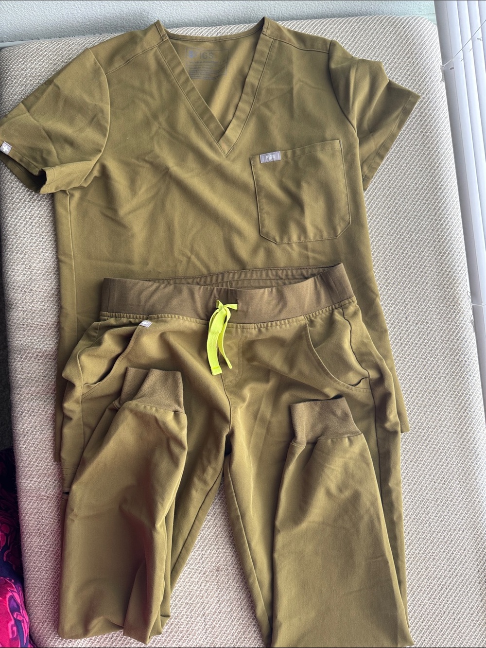 Figs Olive Green Scrub Top and Jogger Set